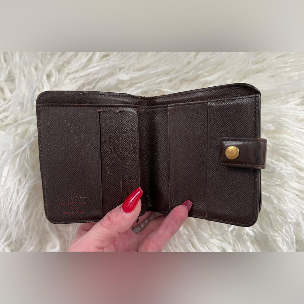 ❌SOLD❌ Louis Vuitton Damier Ebene Compact Snap Wallet & Zipper Coin Pouch - Picture 4 of 12